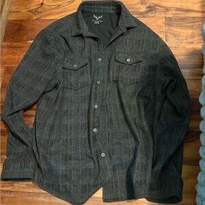 Age of Wisdom Plaid Button Up Shirt XXL Tall Dark Gray Black Flannel Feel (1069)